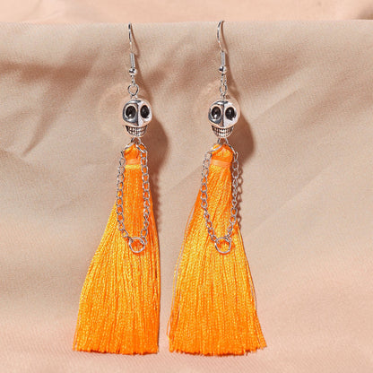 Women's Halloween Skull Tassel Hanging Punk For Earrings