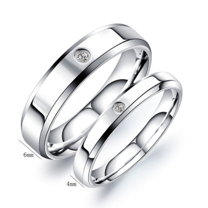 Style Simple Couple Diamond Glossy Single Stainless Steel Rings