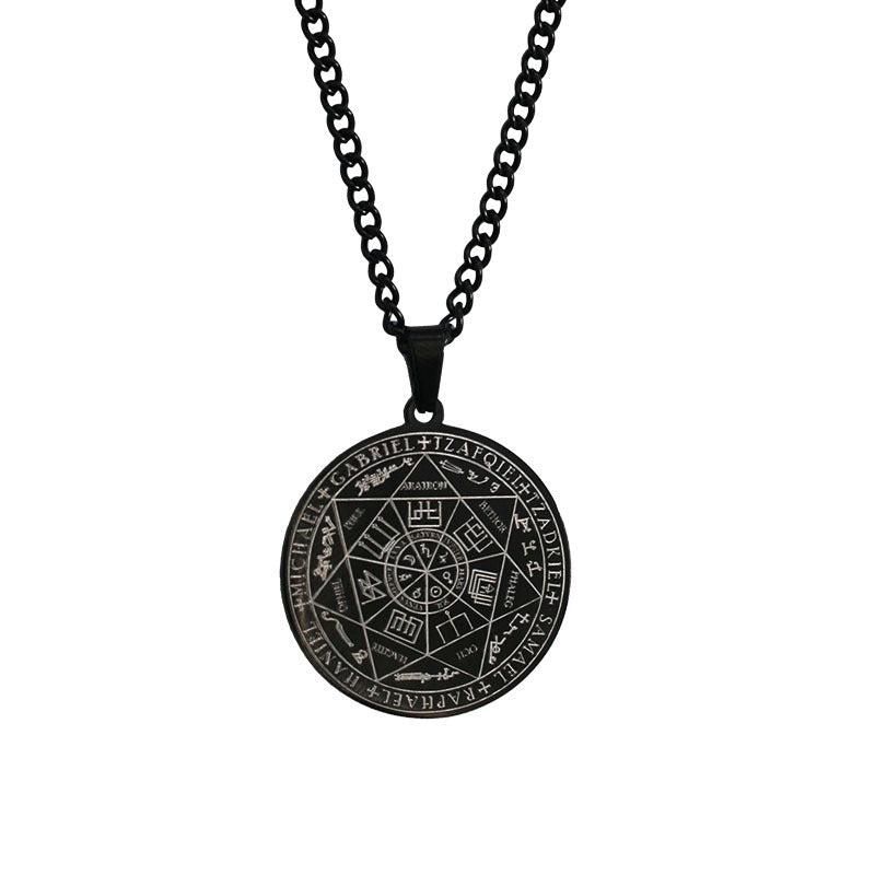 Men's Steel Seven Angel Magic Array Titanium Round Necklaces