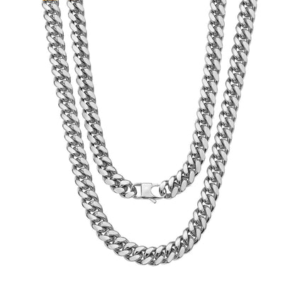 Men's Cuban Link Chain Buckle Round Grinding Necklaces