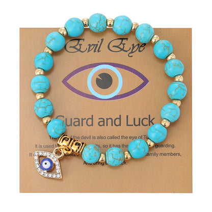 Women's Pink Zebra Stone Devil's Eye Basketball Bracelets