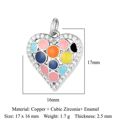 Crown Peach Heart Colorful Love Copper Pendants