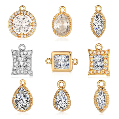 Drop Copper Zircon Square Ornament Accessories Pendants