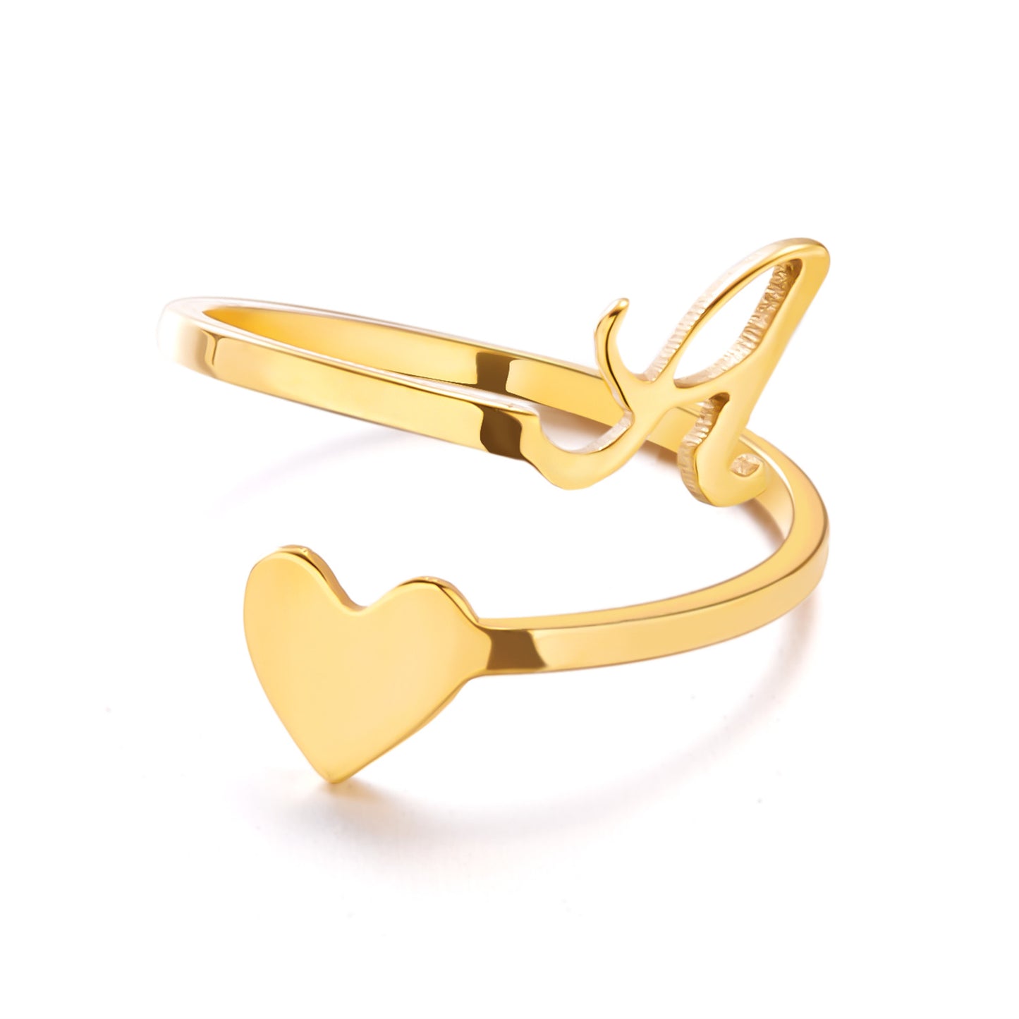 Popular Stylish Simple Letter Stainless Steel Open Three-dimensional Love Rings