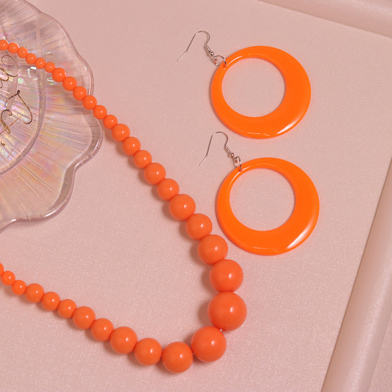 Women's Color Beads Acrylic Vintage Beaded Hollow Necklaces