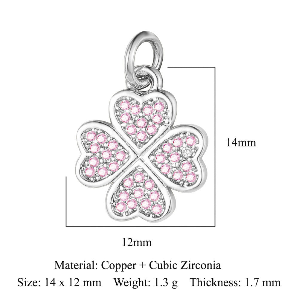 Four-leaf Clover Color Zirconium Copper Micro Inlaid Zircon Pendants