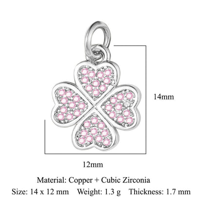 Four-leaf Clover Color Zirconium Copper Micro Inlaid Zircon Pendants