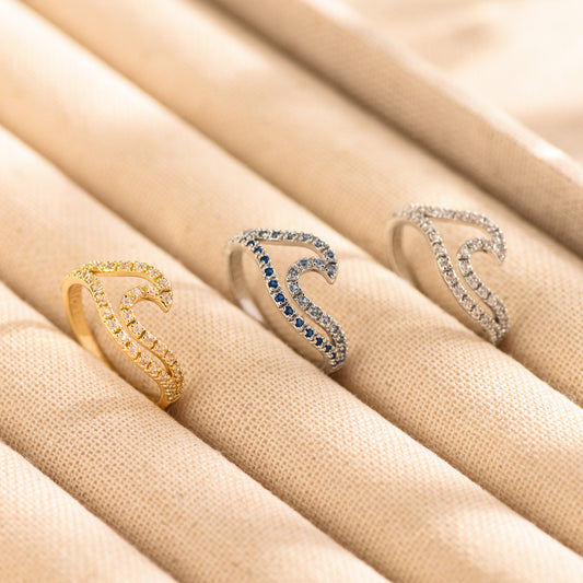 You Double Wave Personality Fashion Two-tone Rings
