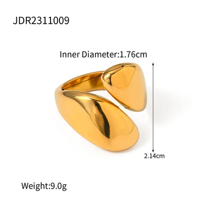 Gold Stainless Steel Glossy Asymmetric Open Rings