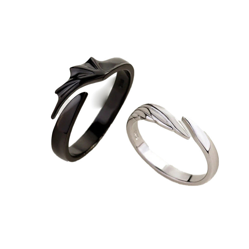 Women's & Men's Angels Demons Couple Combination Simple Lettering Rings