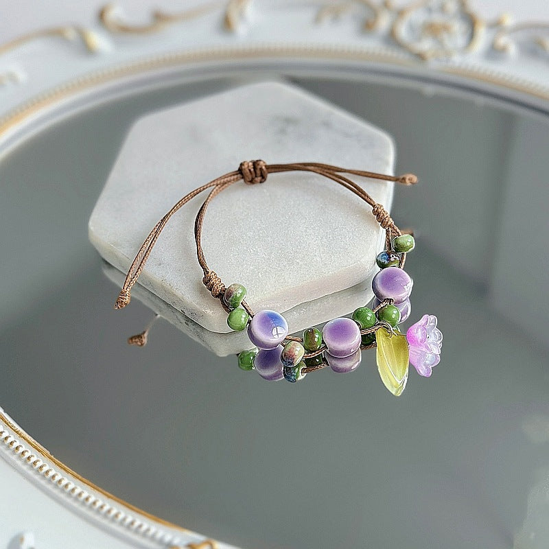 Hand-woven Chinese Fresh Simple Purple Flower Bracelets