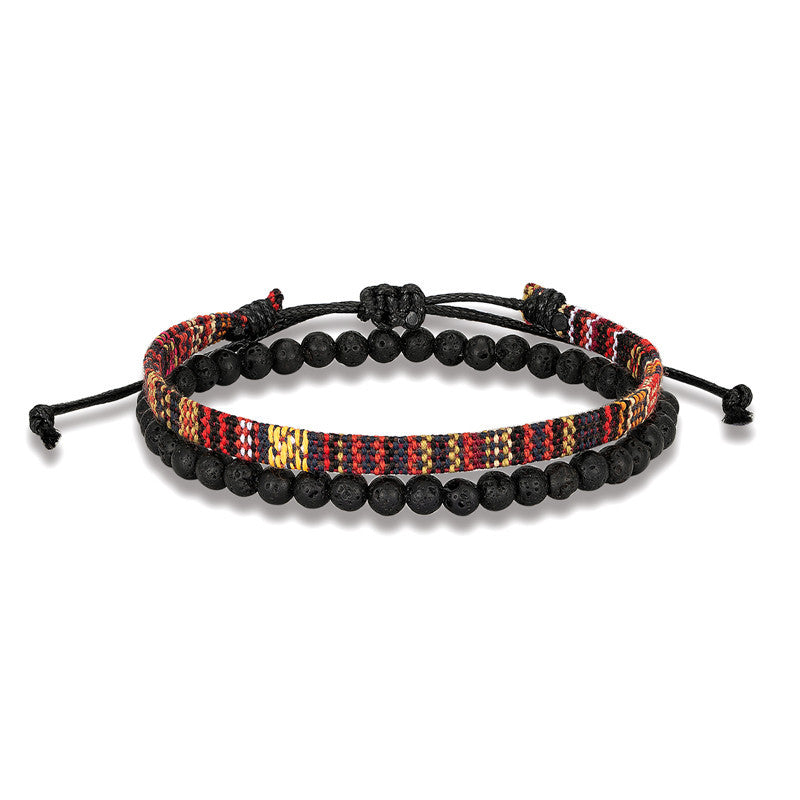 Men's Bohemian Style Hand Weaving Lava Volcanic Bracelets