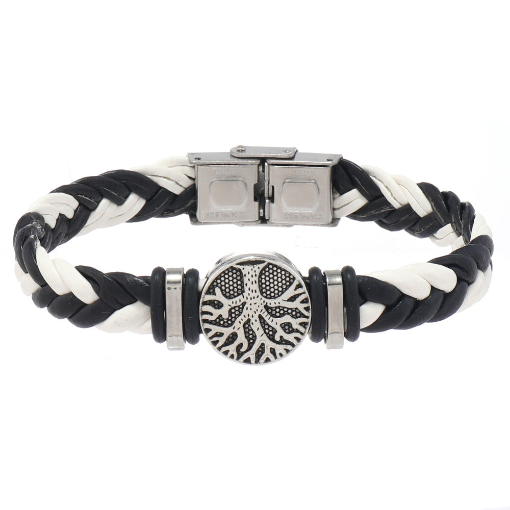 Men's Buckle Jewelry Personality Peace Tree Leather Lucky Gift Bracelets