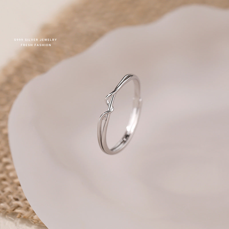 Winding Line Female Sterling Sier Simple Versatile Korean Rings