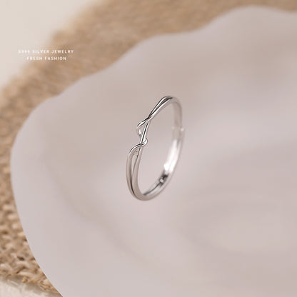 Winding Line Female Sterling Sier Simple Versatile Korean Rings
