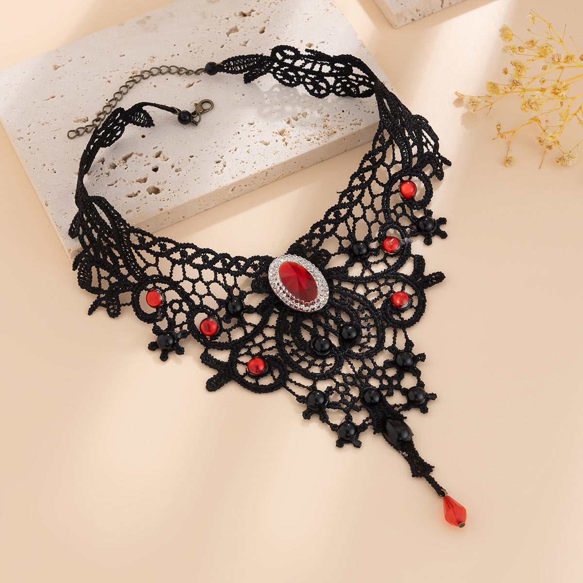 Gothic Style Halloween Party Geometric Lace Necklaces