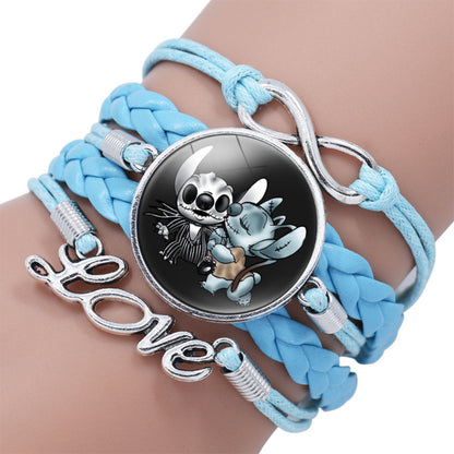 Cartoon Star Stitch Time Stone Leather Bracelets