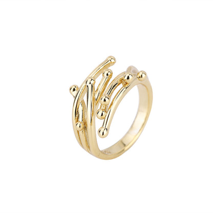 Korean Branch Minimalist Design Wind Geometric Rings