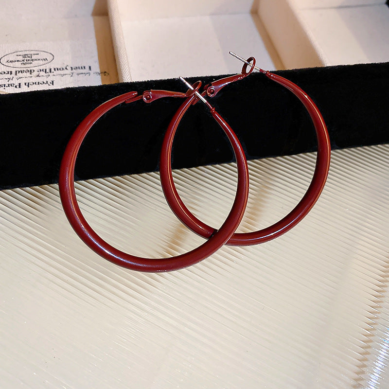 Gold Electroplated Sier Needle Red Dripping Earrings