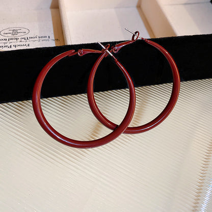 Gold Electroplated Sier Needle Red Dripping Earrings
