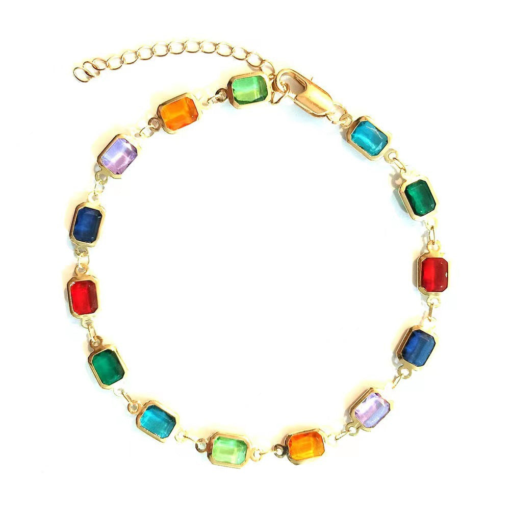 Colorful Diamond Bright Crystal Trendy Simple Necklaces