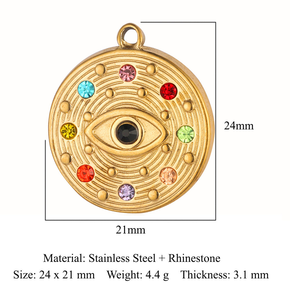 Eyes Bohemian Natural Stone Titanium Steel Pendants