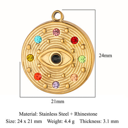 Eyes Bohemian Natural Stone Titanium Steel Pendants