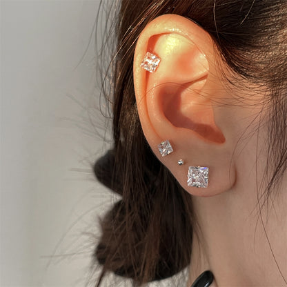 Women's & Men's Square Diamond Sugar Zircon Ear Special Interest Light Luxury Earrings