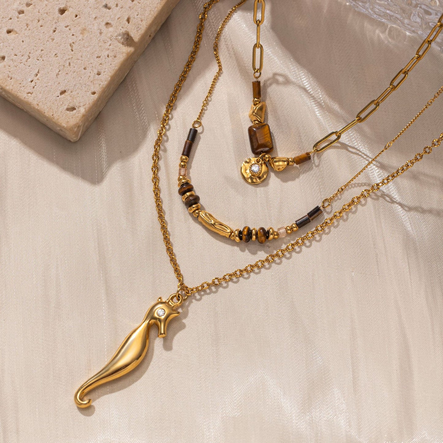 Women's Stainless Steel Electroplated Real Gold Style Necklaces