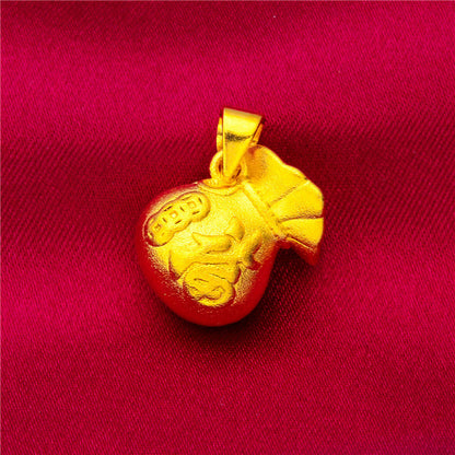 Women's Vietnam Placer Gold Love Abacus Small Peach Heart Pendants