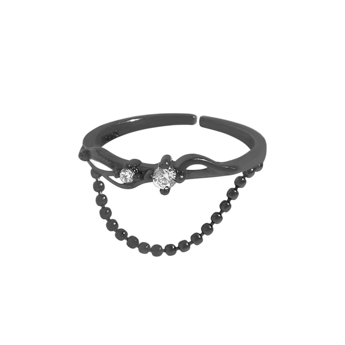 Neutral Design Versatile Black Gold Chain Rings