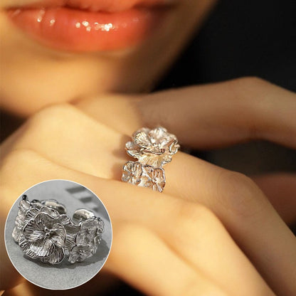 Sweet Cutout Flower Female Exquisite Elegant Gentle Temperament Open Rings