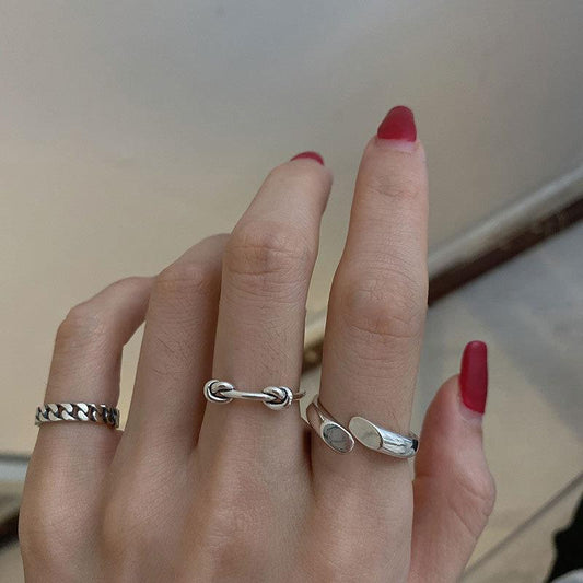 Women's Retro Simple Chain Bends Hitches Geometric Open Rings