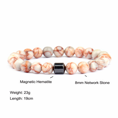 Men's Natural Stone Beaded Volcanic Rock Magnetic Bracelets