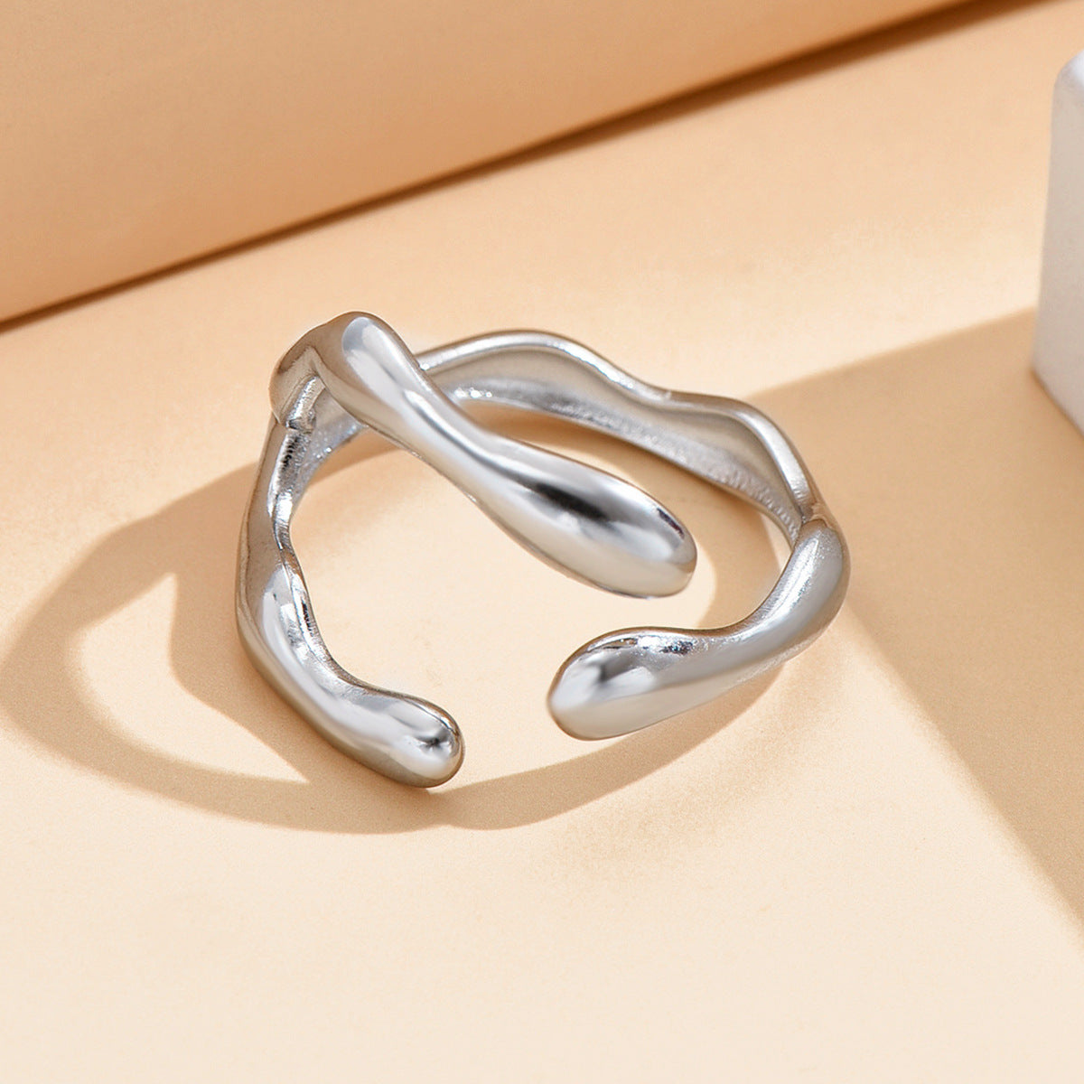 Baroque Style Stainless Steel Female Irregular Rings