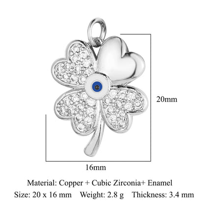 Four-leaf Clover Color Zirconium Copper Micro Inlaid Zircon Pendants