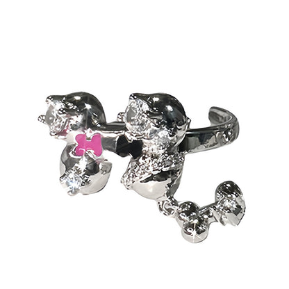 Cartoon Dripping Enamel Open Full Rhinestone Rings