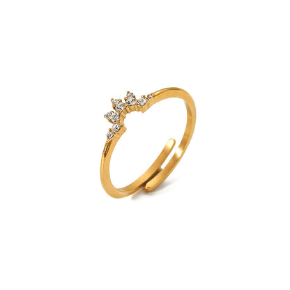 Gold-plated Inlaid Zircon Light Luxury Stainless Rings