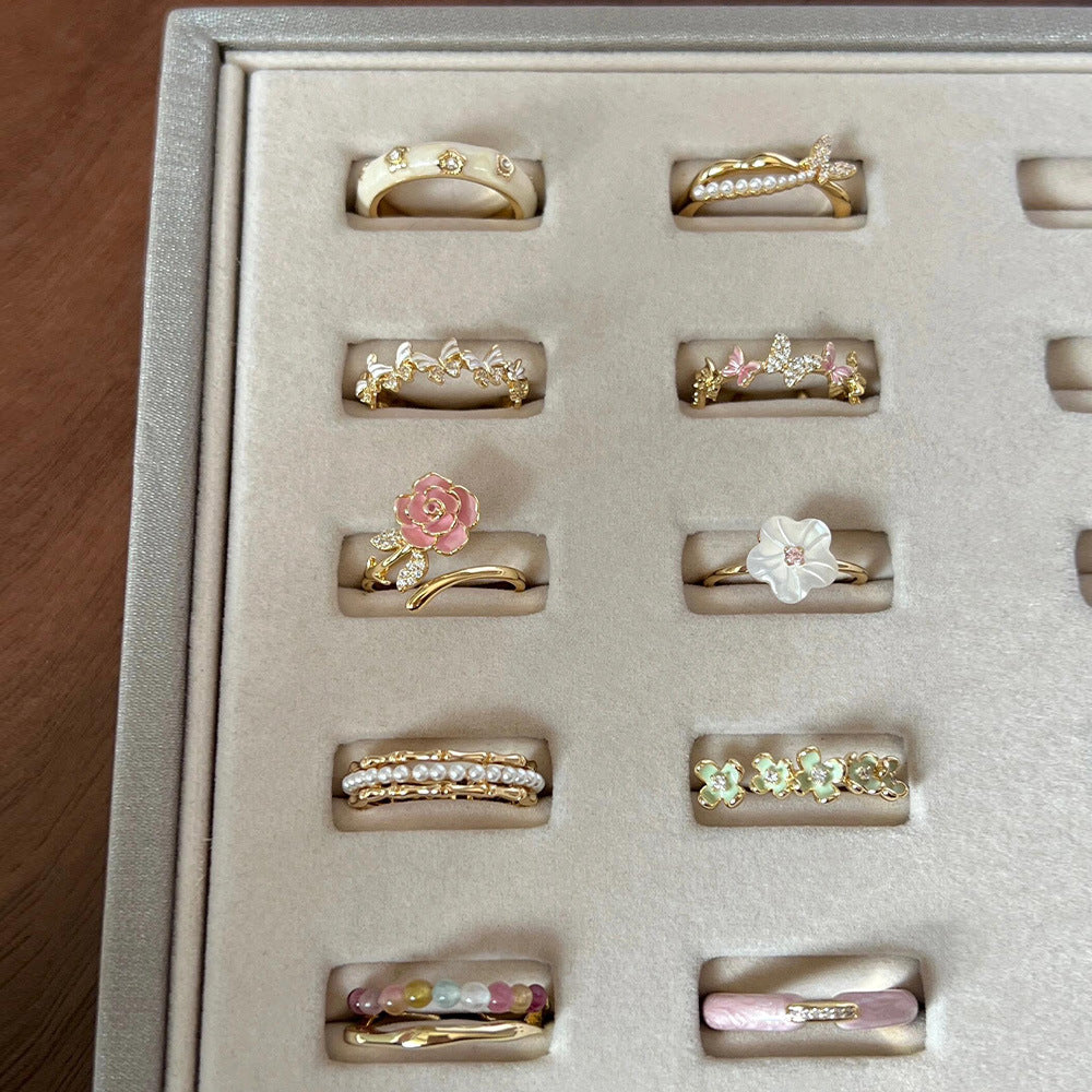 Glazed Butterfly Female Western Style Design High Sense Unique Rings
