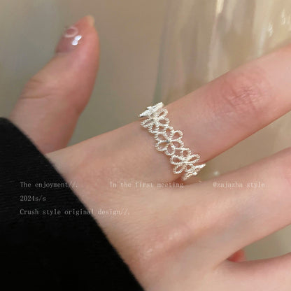 Flower Female Spring Gentle Temperament Index Finger Design Light Rings