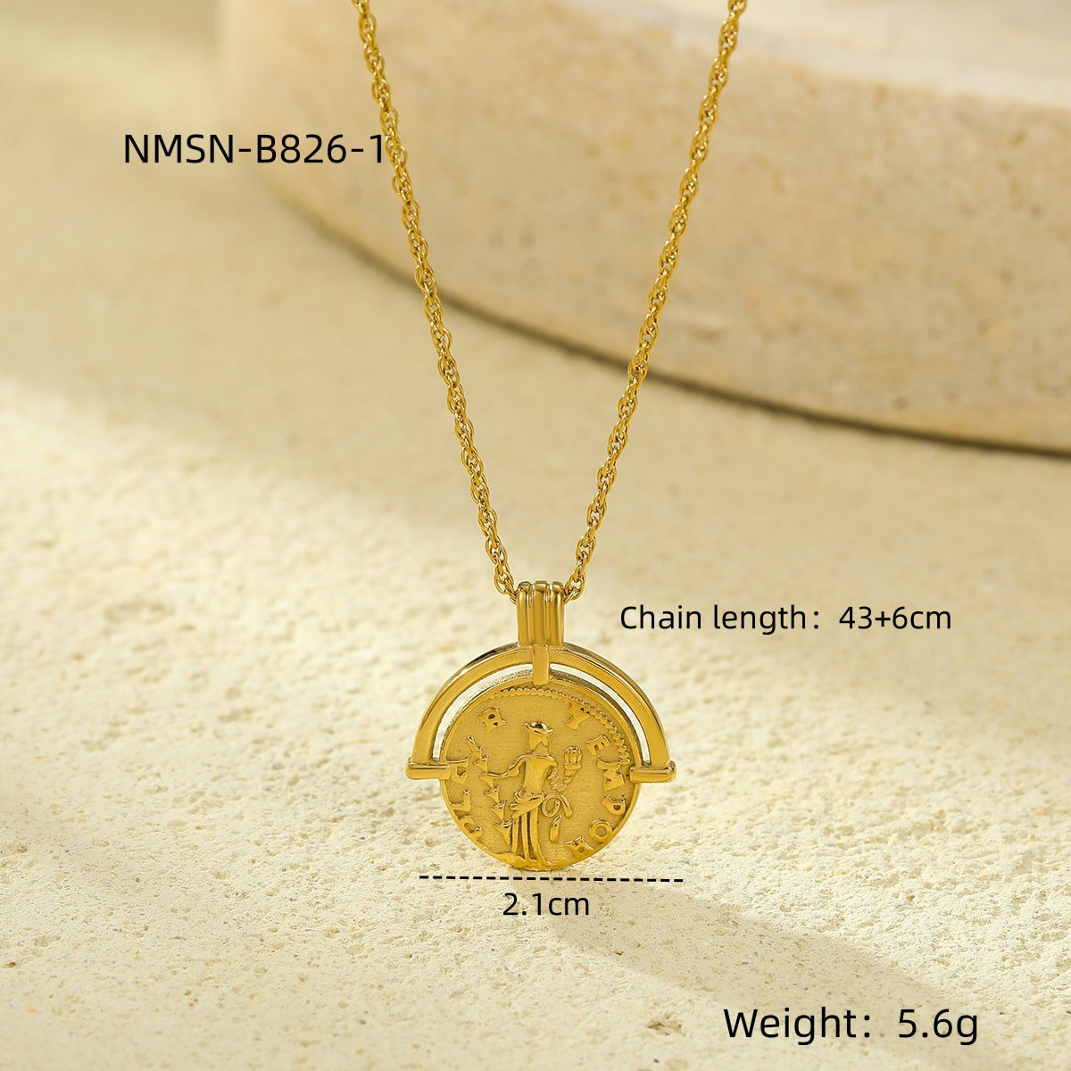 Vintage Roman Coin Gold-plated High-grade Sweater Necklaces