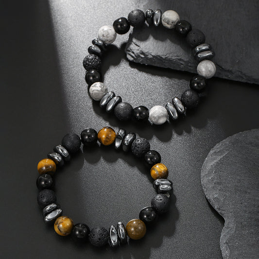 Hematite Domineering For Boyfriend Volcanic Rock Tigereye Couple Bracelets