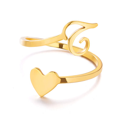 Popular Stylish Simple Letter Stainless Steel Open Three-dimensional Love Rings