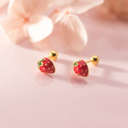 Love Lodge Sier Cute Strawberry Thread Epoxy Fresh Earrings