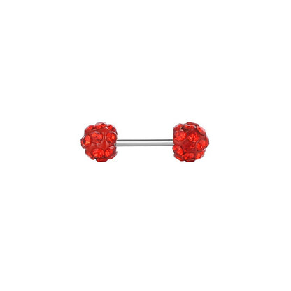 Full Diamond Dumbbell Fully Jeweled Ball Earrings