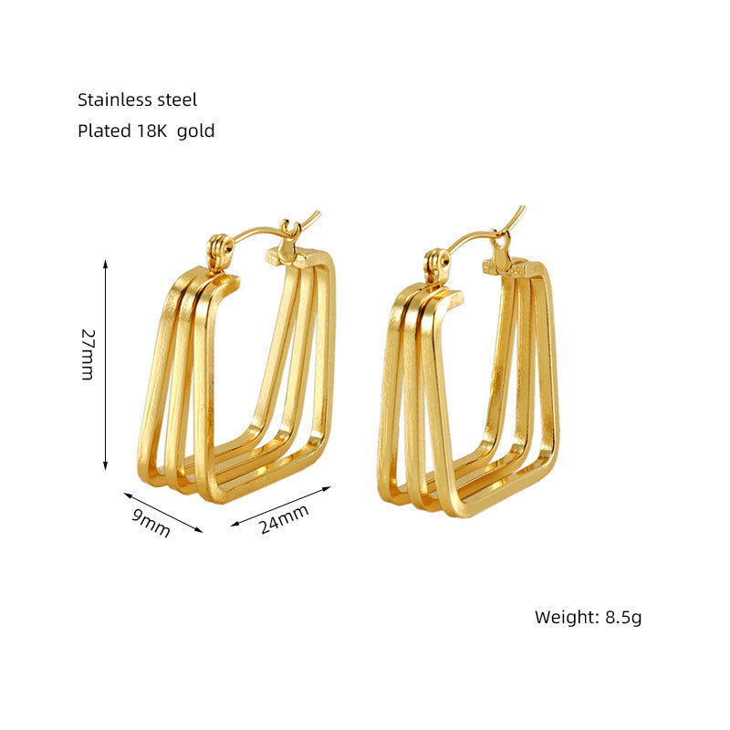 Women's Titanium Steel Retro Hollow High Sense Earrings