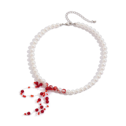 Crystal Tassel Bloody Pearl Personality Sweet Cool Necklaces