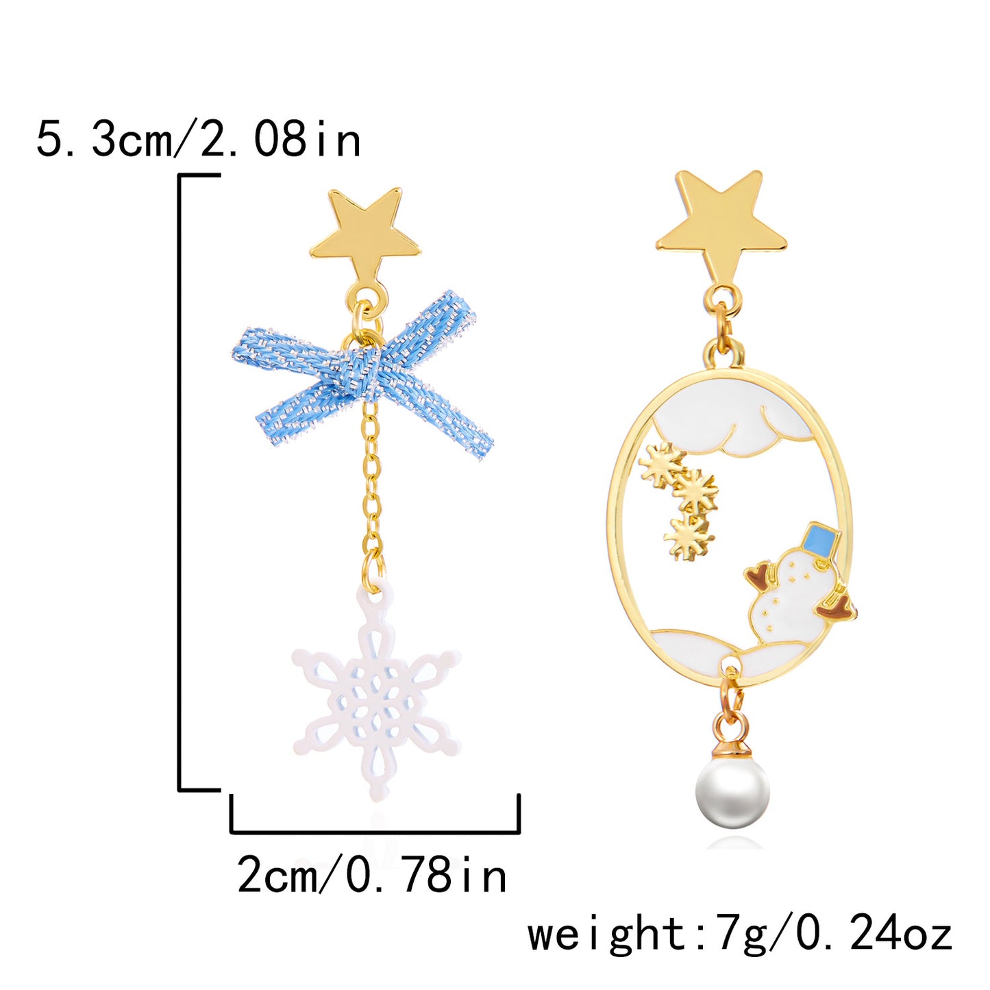 Diamond Christmas Tree Bow Garland Bell Earrings