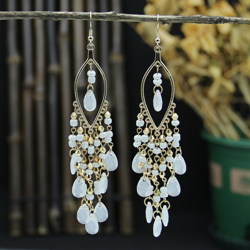 Women's Bohemian Long Fashion Exaggerated Water Drop Tassel Graceful Earrings