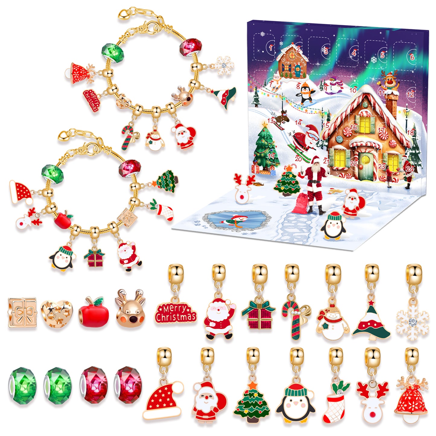 Children's Ornament Beaded Christmas Grid Snowman Blind Bracelets